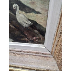 HUILE SUR TOILE VILLAGE CLOCHER SIGNÉ