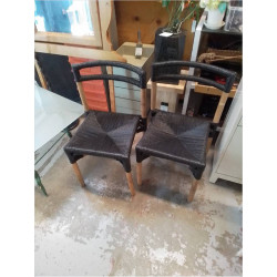 CHAISE BAMBOU ET OSIER NOIR...