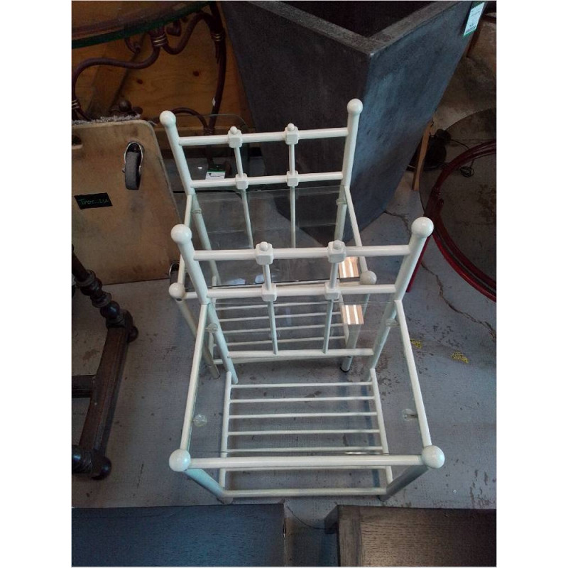 CHEVET METAL BLANC ET VERRE LA PIECE 