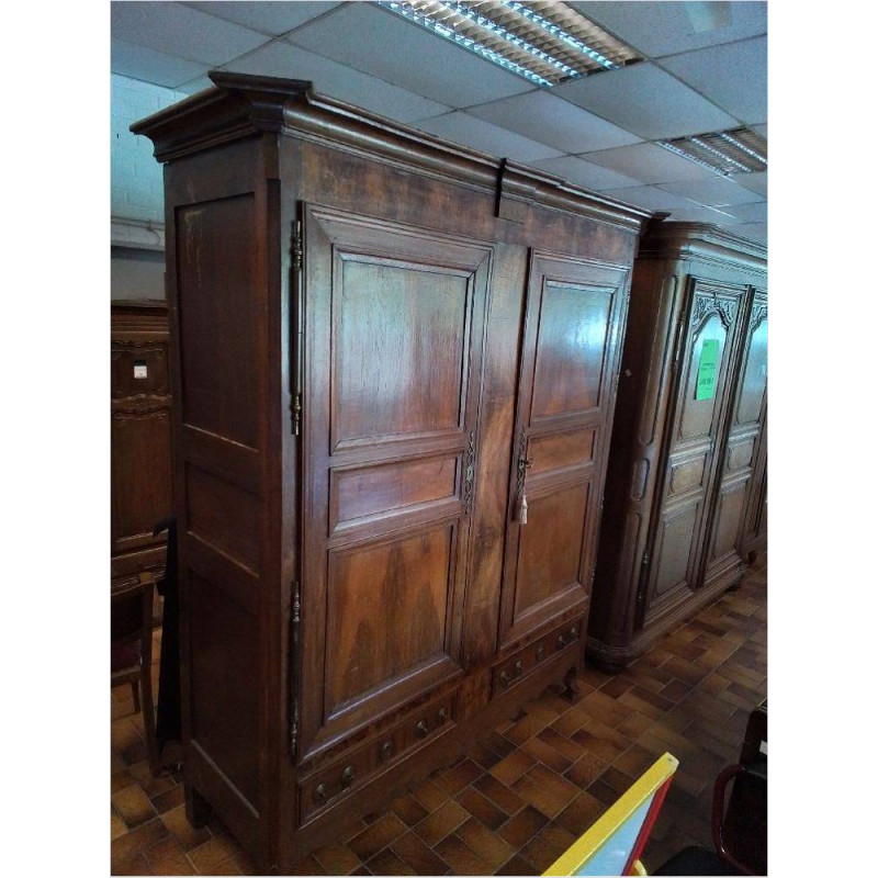 ARMOIRE ANCIENNE CHENE MASSIF 2 PORTES 2 TIROIRS 