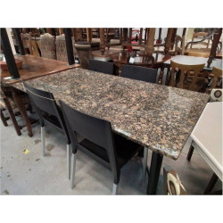 TABLE GRANIT PIED METAL 