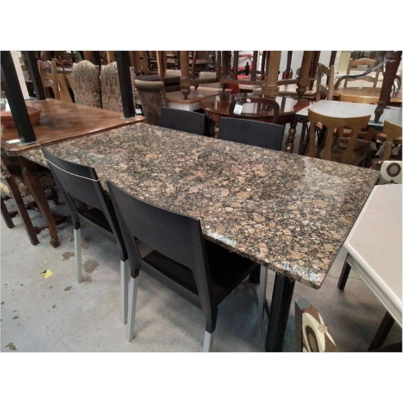 TABLE GRANIT PIED METAL 