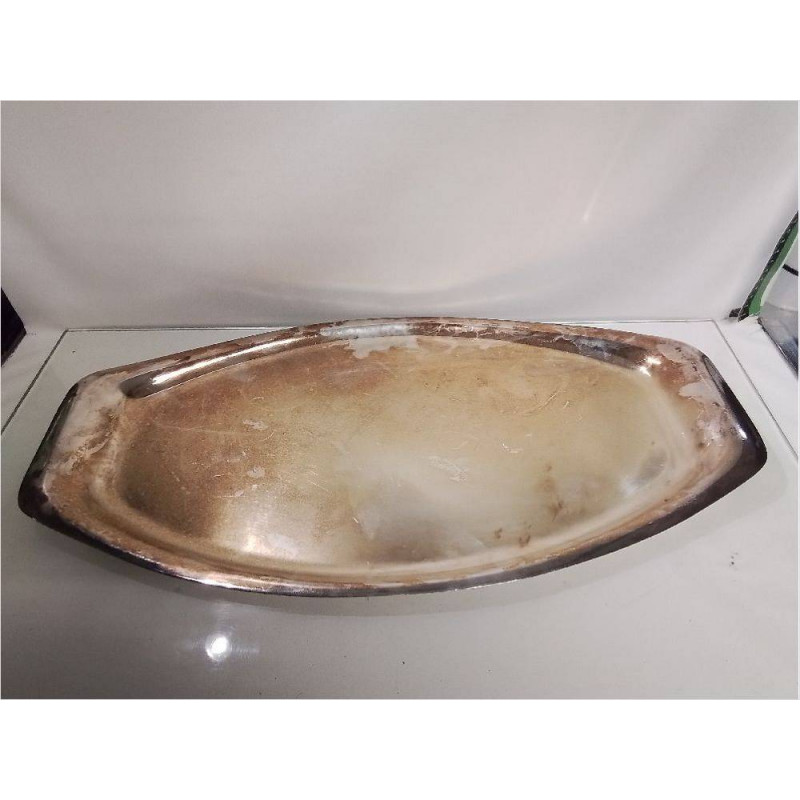 PLAT OVALE METAL ARGENTÉ 