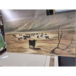 HUILE SUR TOILE TAUREAUX...