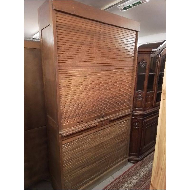 MEUBLE 2 CORPS DOUBLE RIDEAUX DOUBLE TABLETTES 