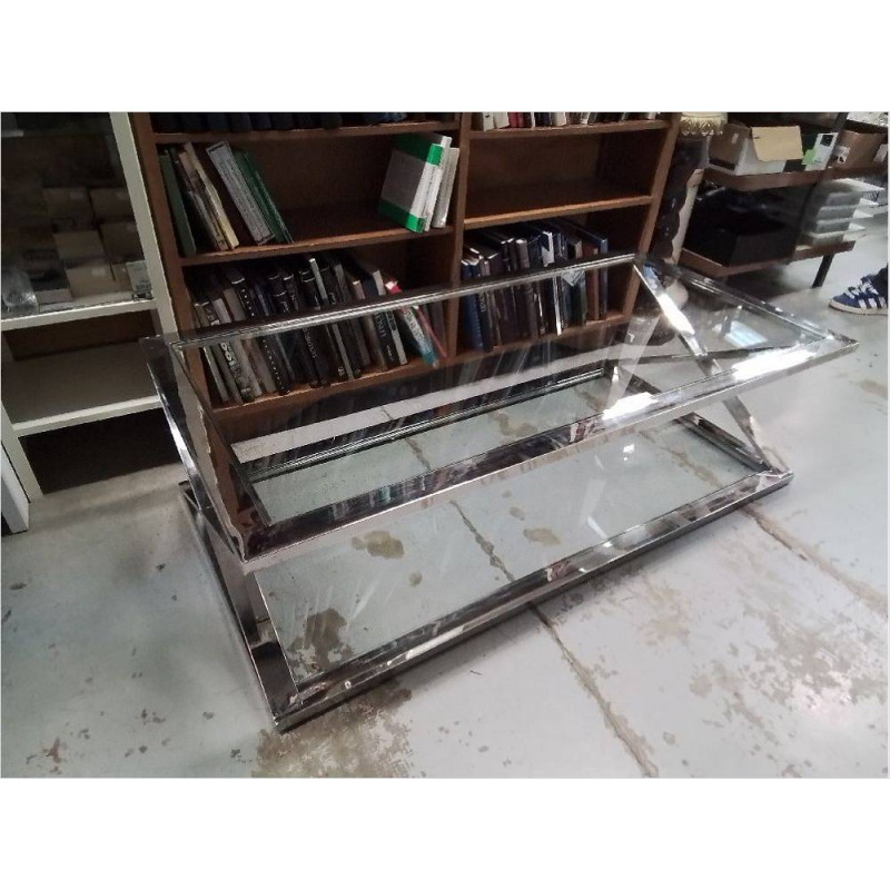 TABLE BASSE METAL ET VERRE MODERNE