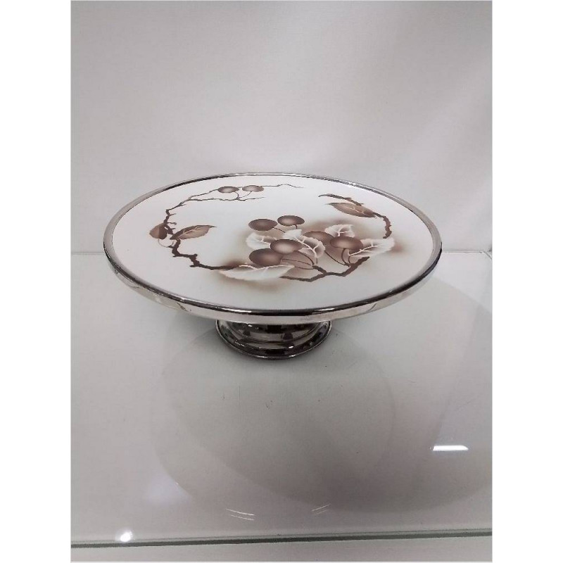PLAT A TARTE CÉRAMIQUE METAL ANCIEN