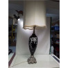 LAMPE A POSER LEVITON DECO FLEURS ABAT JOUR BLANC CRÈME 
