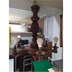 LUSTRE BRETON EN BOIS 6 FEUX 