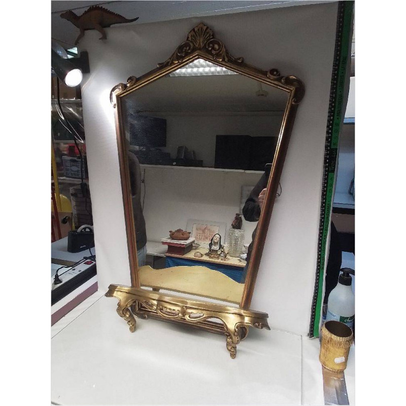 MIROIR STYLE LOUIS XV BORD DORÉ AVEC CONSOLE 