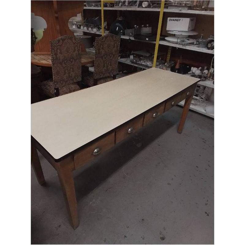 TABLE A MANGER 10 TIROIRS PLATEAU FORMICA 