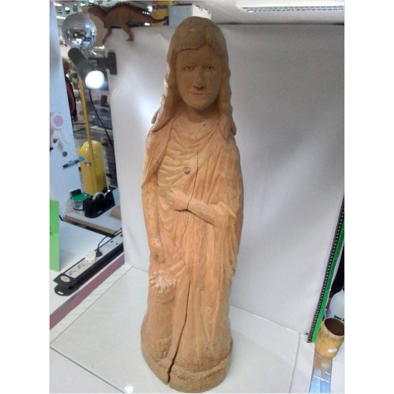 STATUE EN BOIS SIGNÉ NR 