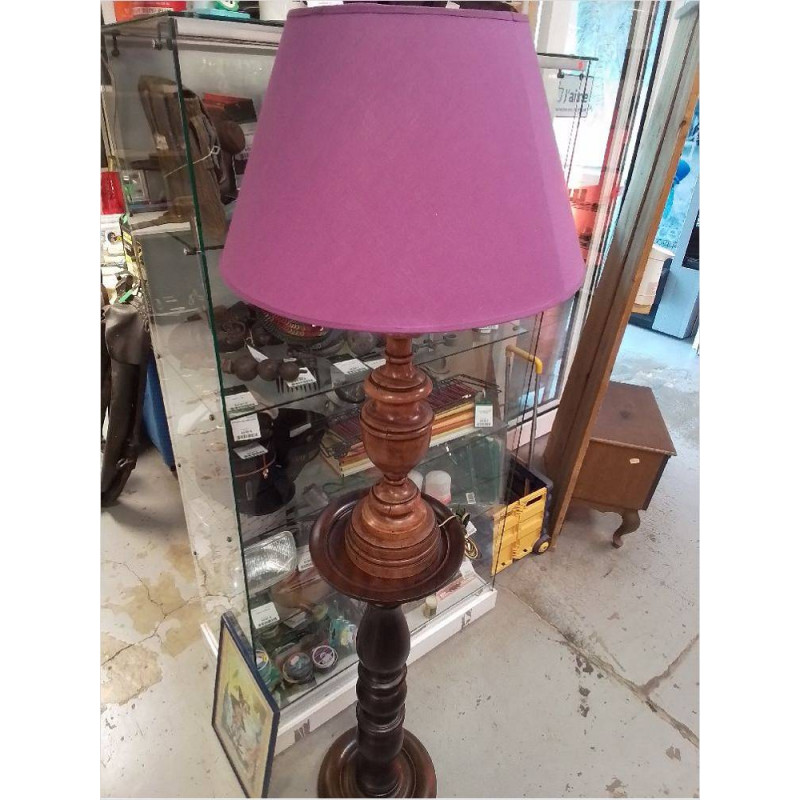 LAMPE A POSER BOIS ABAT JOUR VIOLET 
