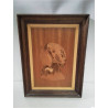 CADRE MARQUETERIE DECO CHIEN SIGNÉE GR 