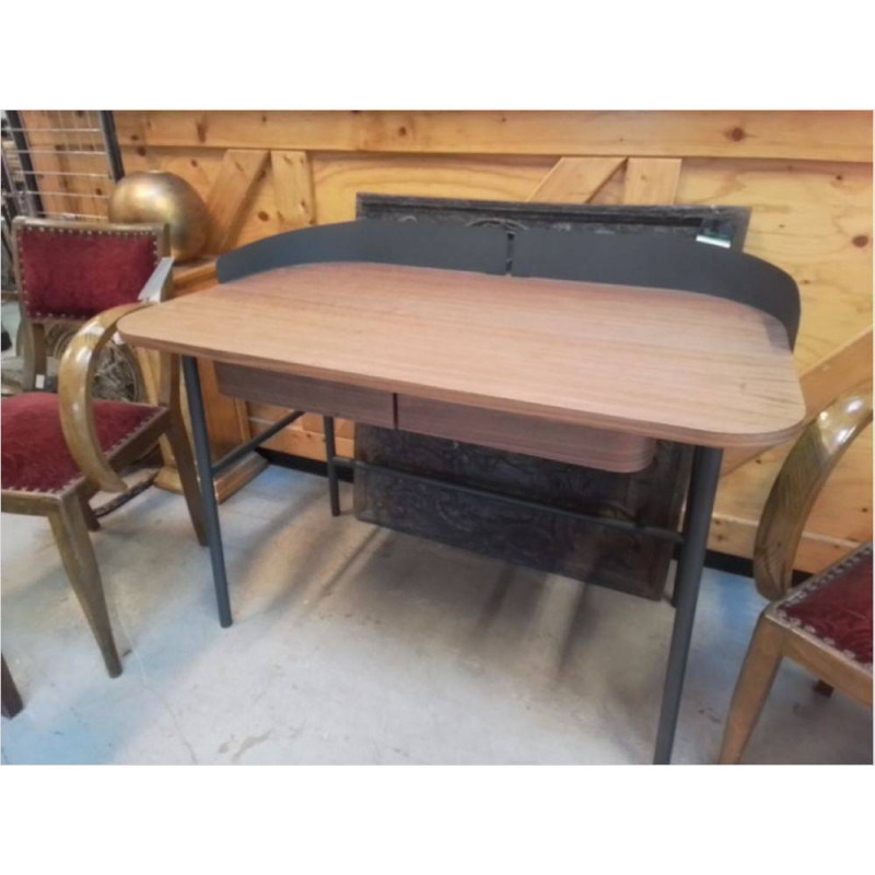 BUREAU DESIGN DE CHEZ HARTO PLACAGE NOYER 2 TIROIRS 