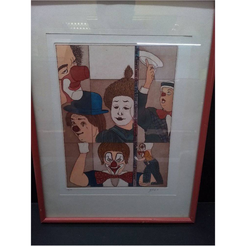 GRAVURE EN COULEUR BLODORN CLOWN 