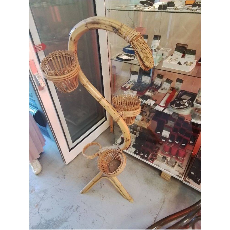 PORTE PLANTE BAMBOU ROTIN*