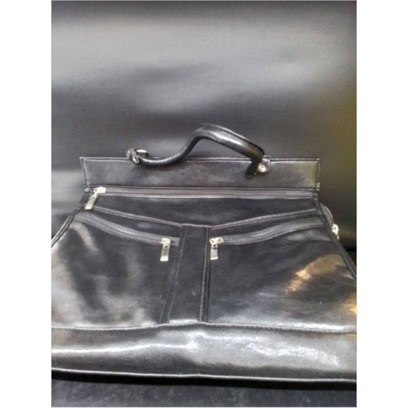 SAC A MAIN NOIR DOUBLE POCHETTES 