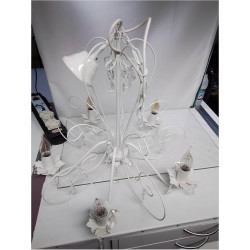 LUSTRE 5 FEUX METAL BLANC