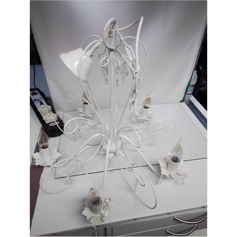 LUSTRE 5 FEUX METAL BLANC