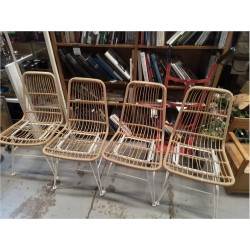 LOT DE 4 CHAISES METAL BLANC 