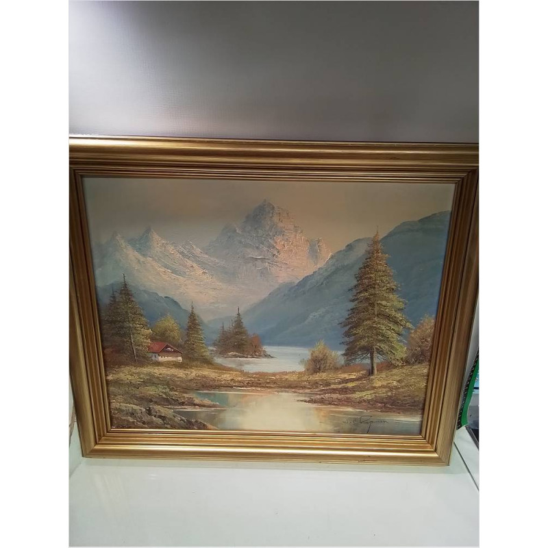 TOILE SIGNÉE CHAPMAN PAYSAGE MONTAGNARD 
