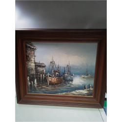 HUILE SUR TOILE MARINE SIGNÉE 