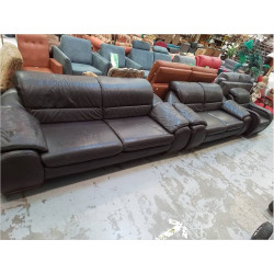 SALON CUIR BRUN 3+2+1