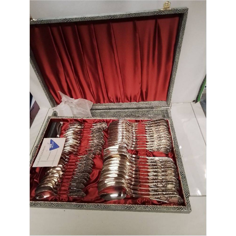 MENAGERE COFFRET METAL ARGENTÉ 