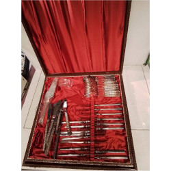 MENAGERE COFFRET METAL ARGENTÉ 