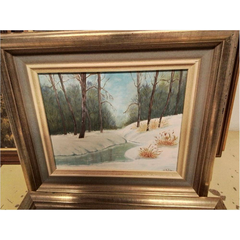 HUILE SUR TOILE PAYSZGE HIVERNAL KUHNER