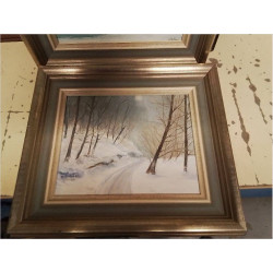HUILE SUR TOILE PAYSZGE HIVERNAL KUHNER