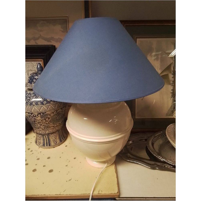 LAMPE A POSER CÉRAMIQUE ABAT JOUR BLEU