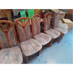 LOT DE 6 CHAISES TISSU ET BOIS