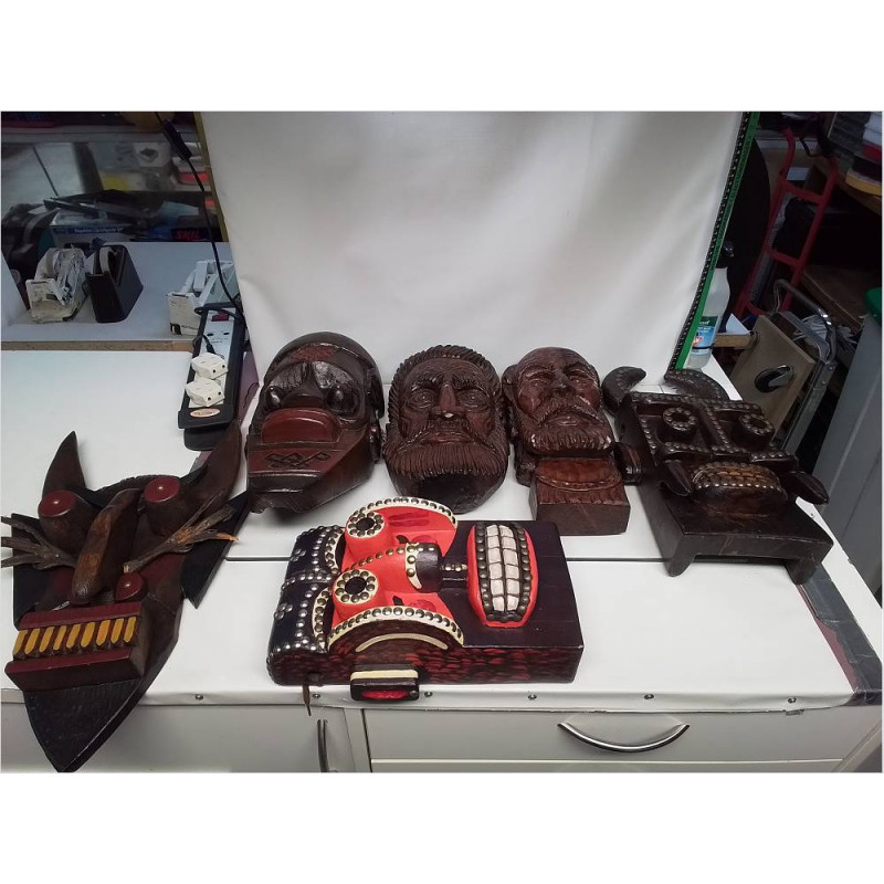 DÉCORATION VISAGE/MASQUE EN BOIS 