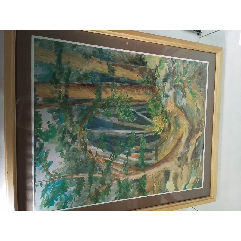 PEINTURE EN FORÊT SIGNÉE 