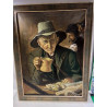 HUILE SUR TOILE CHASSEUR A LA CHOPE 