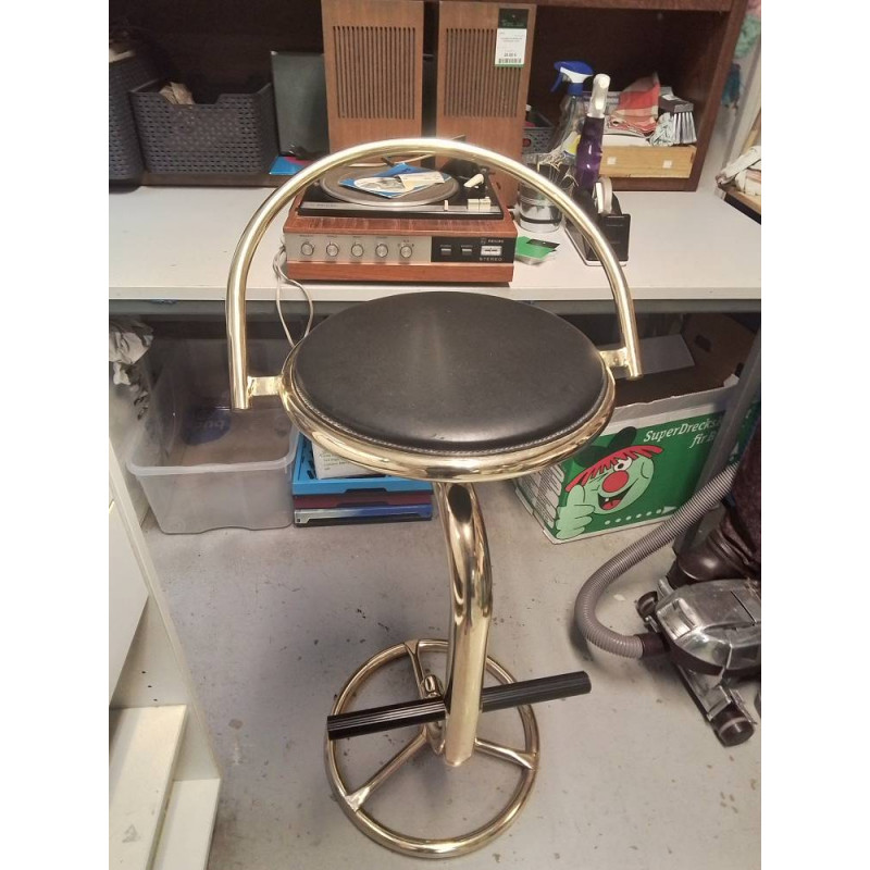 TABOURET DE BAR PIVOTANT MÉTAL DORÉ 