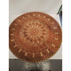 PLATEAU BOIS ROND MARQUETERIE 