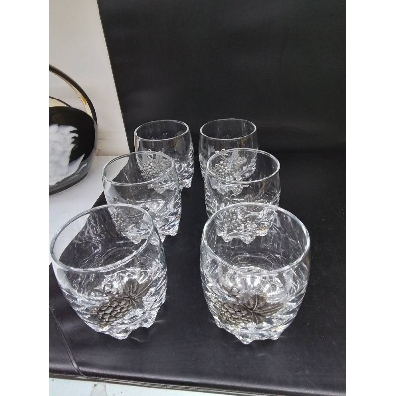 LOT DE VERRES DECOR ÉTAIN 