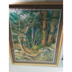 PEINTURE EN FORÊT SIGNÉE 