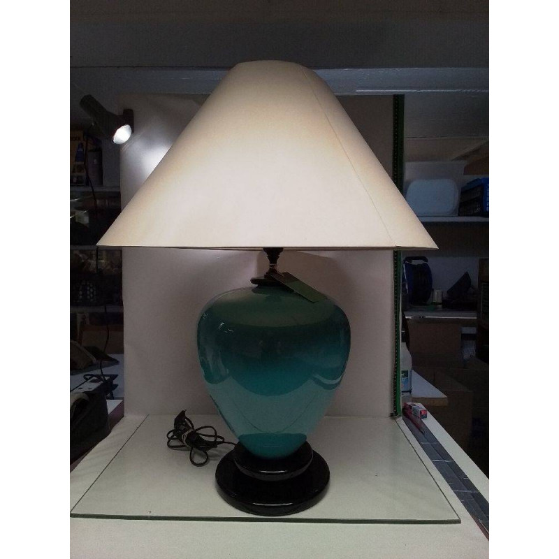 LAMPE A POSER ITALIENNE NUMÉROTÉE EN CÉRAMIQUE TURQUOISE LEPORCELLANE