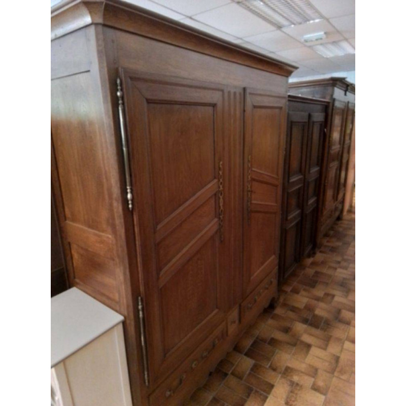ARMOIRE LORRAINE CHENE CLAIR 2 PORTES 3 TIROIRS 