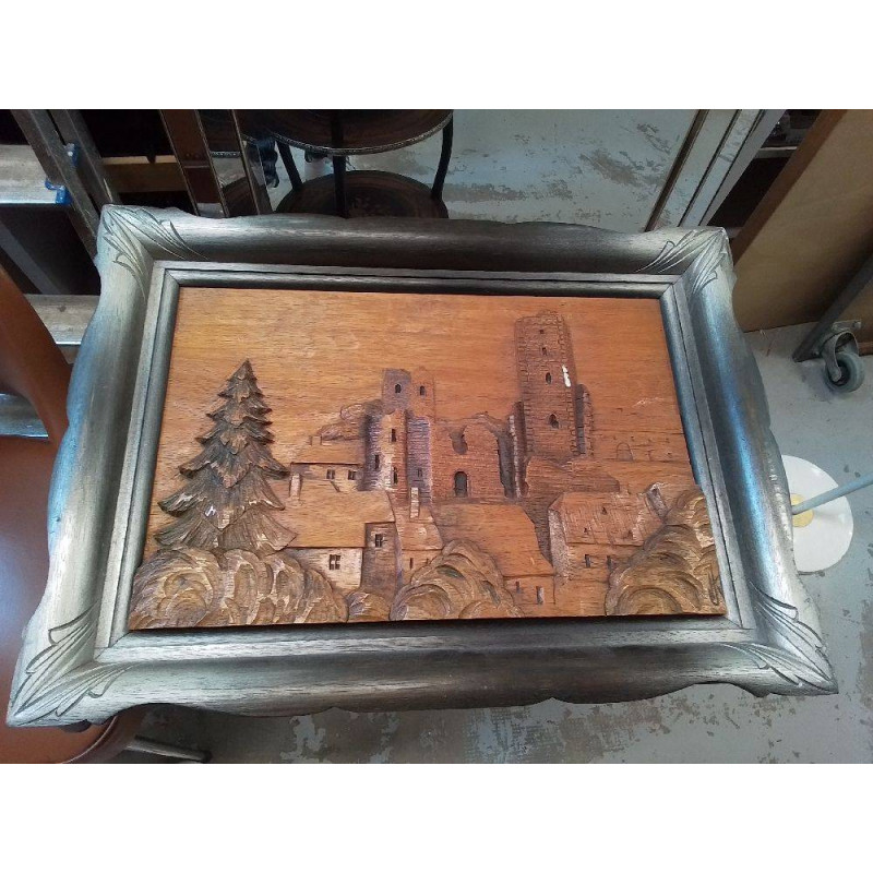 TABLEAU BOIS SCULPTÉ ARTISTE LUXEMBOURGEOIS 