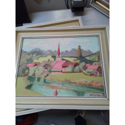 HUILE SUR PANNEAU PAYSAGE...