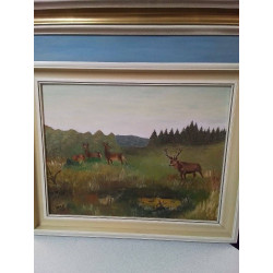 HUILE SUR PANNEAU ANIMAUX...