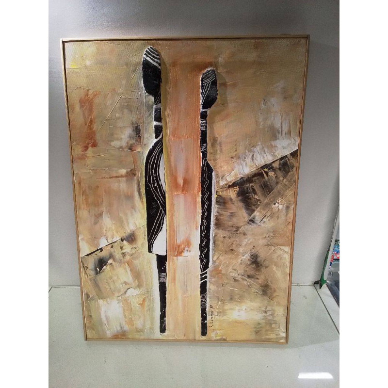 HUILE COUPLE AFRICAIN SIGNÉE ROMAIN LAMMAR 