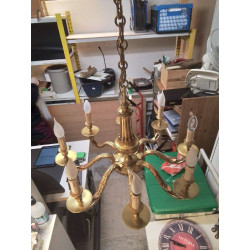 LUSTRE 8 BRANCHES BRONZE DORÉ 