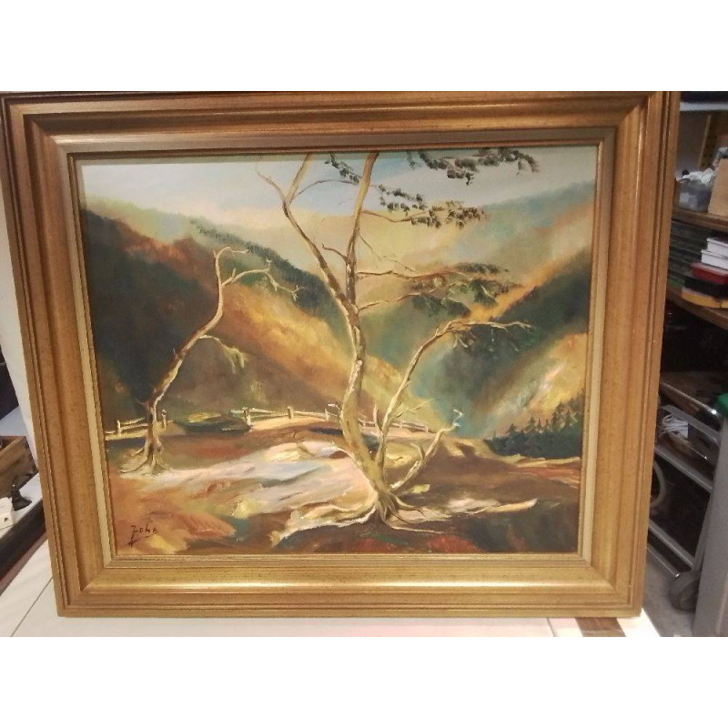 HUILE SUR TOILE ARBRE SIGNÉ JOHN