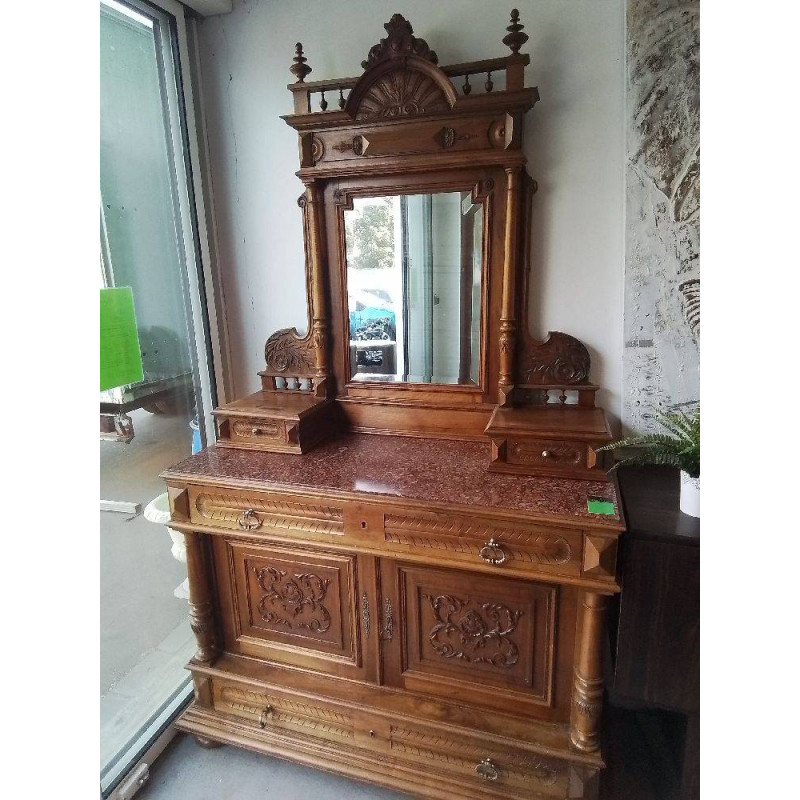 MEUBLE D’ENTRÉE MARBRE MIROIR BISEAUTÉ 